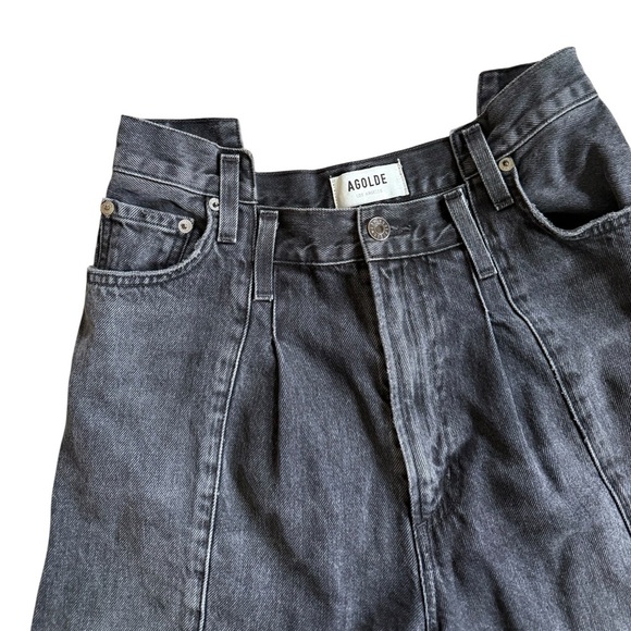 Agolde Pieced Angled Shorts in Shambles - Picture 2 of 8